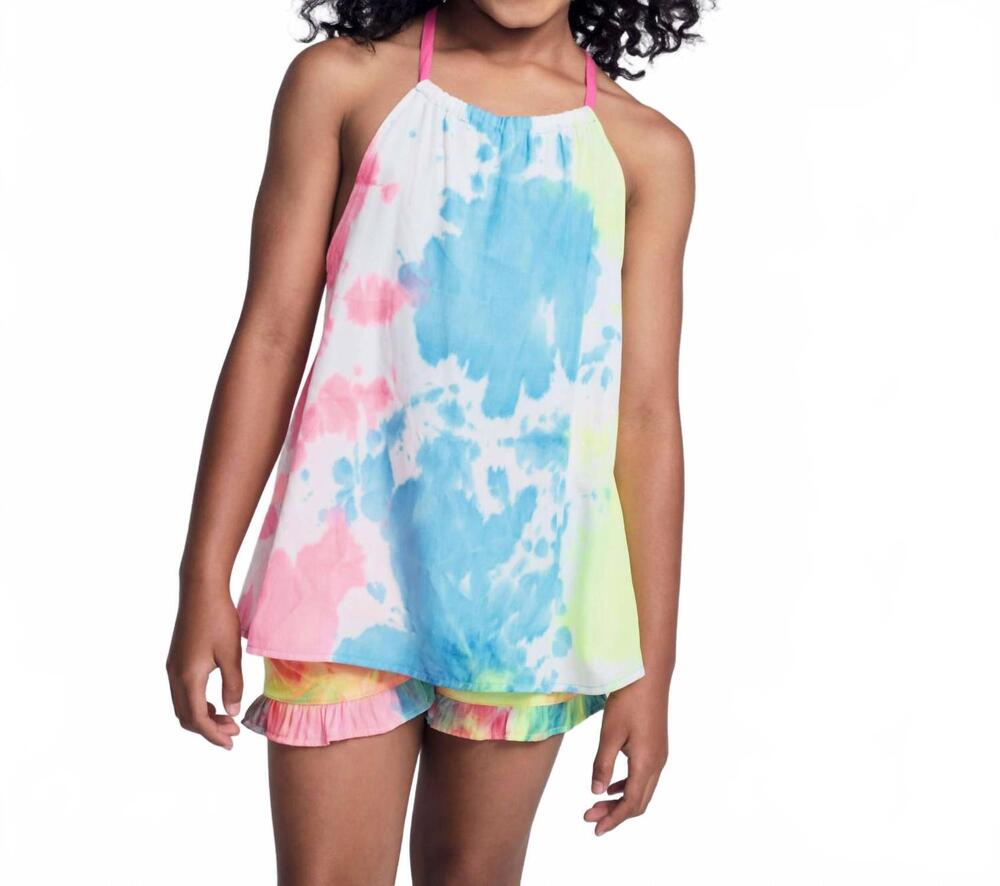 NEW APPAMAN girl's tie dye sanibel tank in pink & blue tie dye
